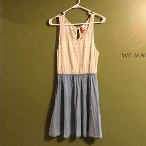 Cream and denim tank dress perfect for summer